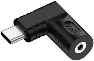 Vszerda Adapter DC 20V Jack 4.0x1.3mm Input to USB-C Type-C Output 90 Degree Right Angled Power Plug Charge Adapter 65W