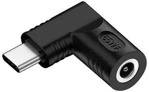 Vszerda Adapter DC 20V Jack 5.5x2.5mm Input to USB-C Type-C Output 90 Degree Right Angled Power Plug Charge Adapter 65W