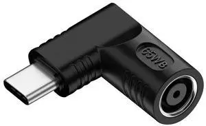Vszerda Adapter DC 20V Jack 7.4x5.0mm Input to USB-C Type-C Output 90 Degree Right Angled Power Plug Charge Adapter 65W