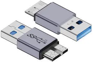 Vszerda Adapter USB-C USB 3.1 Type A Male to Micro USB 3.0 Male Data Adapter 10Gbps Data Power for Laptop SSD Disk