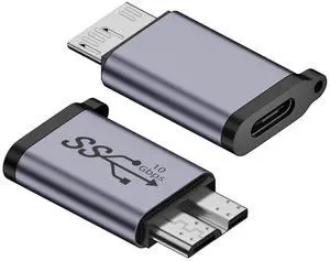 Vszerda Adapter USB-C USB 3.1 Type C Female to Micro USB 3.0 Male Data Adapter 10Gbps Data Power with Chain for Laptop SSD Disk