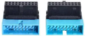 Vszerda Adapter 2pcs/lot Up & Down Angled USB 3.0 20Pin 19Pin Male to Female Extension Adapter 90 Degree
