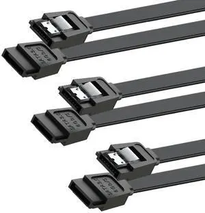 BUCIER SATA Cable III for SSD HDD Data,3 PCS 6Gbps Straight Angle 15 Inch Sata Data Cable Compatible for SATA Hard Drive CD Driver, CD Writer,Black