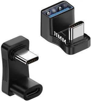 Vszerda 180°USB-C to USB Adapter, 180 Degree Angle USB-C Male to USB-C Female USB-C 3.1/PD 100W 4K60Hz Adapter, Compatible with Steam Deck/Tablet/Phone/Switch/Laptop (C-2 Pack)