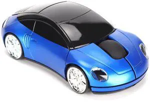 Vszerda 2.4G Wireless Mouse, Cute Car Mouse with USB Reciver, 1600DPI Optical Mice for PC Computer Laptop Tablet, with LED Light (Blue)