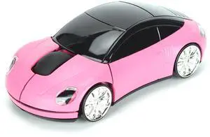 Vszerda Wireless Mouse, 2.4GHz Cool 3D Sport Car Shape Wireless Gaming Mice with USB Receiver, Wireless Car Mouse for PC/Computer/Laptop (Pink)