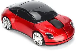 Vszerda 2.4G Wireless Mouse, Cute Car Mouse with USB Reciver, 1600DPI Optical Mice for PC Computer Laptop Tablet, with LED Light (Red)