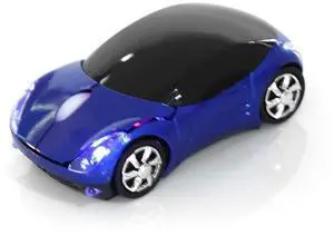 Vszerda 2.4G Car Mouse with USB Reciver 1600DPI Optical Mouse for PC Computer Laptop Tablet, High Cute Mouse for XP/Win7/ME/2000/for OS (Blue)