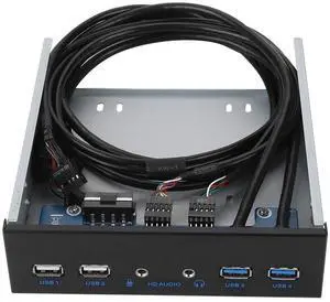 Wendry USB 3.0 Front Panel Hub, Optical Drive 5.25-inch Front Panel, 4-Ports Support USB 3.0, USB 2.0, Microphone Input and Audio Output Port for Computer case, 19PIN HD Audio Extension Front Panel