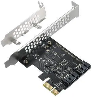 Vszerda PCIe SATA Expansion Card, 2 Ports, 6Gbps PCI-E (2X 4X 8X 16X) SATA 3.0 Controller for Windows 10/8/7/XP/Vista/Linux, Supports SSD and HDD