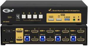 CKL 8K HDMI 2.1 KVM Switch (4 Computers 2 Monitors with EDID)