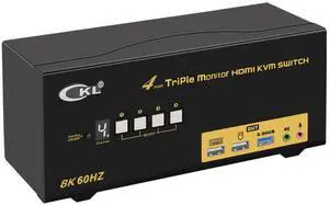 CKL 8K HDMI 2.1 KVM Switch (4 Computers 3 Monitors with EDID) CKL 8K HDMI 2.1 KVM Switch (4 Computers 3 Monitors with EDID)