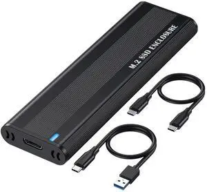 Vszerda M.2 NVMe SATA SSD Enclosure, Tool Free M.2 to USB C Adapter, 10 Gbps Hard Drive Reader NVMe Enclosure for M and B+M Keys and Size in 2280/2260/2242 SSDs
