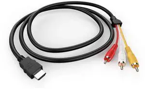 Vszerda HDMI to RCA Cable, 1080P 5ft/1.5m HDMI Male to 3-RCA Video Audio AV Cable Connector Adapter Transmitter for TV HDTV DVD(NO Signal Conversion Function)