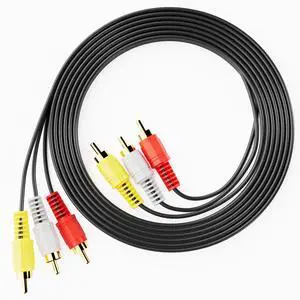 Vszerda RCA Cables, 3RCA Cable Audio Video 24K Gold Plated Connecting Audio Video Components AV Male to Male Cable for Home Theater amp, Stereo Systems (5ft-1pcs)