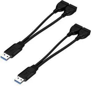BUCIER USB 3.0 Female to Dual USB Male Splitter Cable, 2 Pack BUCIER USB 3.0 Female to Dual USB Male Splitter Cable, 2 Pack