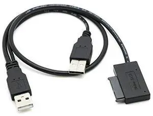 Vszerda USB 2.0 to 7 + 6P 13Pin Slimline Slim SATA Power Supply External Cable for Notebook Laptop CD-ROM DVD-ROM ODD HDD Caddy Converter