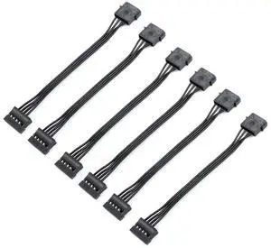 Vszerda 4 Pin IDE Female Molex to Dual SATA Power Cable IDE to SATA Optical Drive Hard Disk Serial Power Cable  6PCS