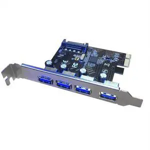 Vszerda PCI-E to USB 3.0 4 Port PCI Express Expansion Card USB3.0 HUB to PCI-E Express Card Adapter 15PIN SATA PCIe Riser Card PCIe Card