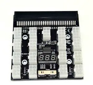Vszerda PCI-E 17x 6Pin Power Supply Breakout Board Adapter Converter 12V for Ethereum BTC Antminer Miner Mining HP Server PSU GPU