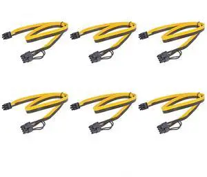 Vszerda 6PCS PCIe 6Pin to 6+2 Pin Power Supply Cable 8 Pin to 6 Pin PCI Express Graphics Card Power Cable GPU to GPU Male Port for Server 6Pin Converter Board BTC Miner (90cm,6PCS a Lot)