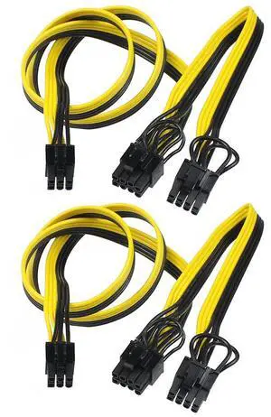 Vszerda 2 Pack 6 Pin Male to Dual 8 (6+2) Pin Male PCI Express Power Adapter Extension Cable for Graphics Card Module Line 18AWG 6P to Dual 8p Splitter Ribbon Cable
