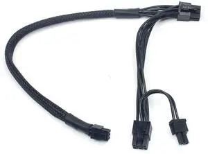 Vszerda Mini 6Pin to PCI-E 6Pin & 8Pin (6+2) Dual PCI-E Ports Video Graphic Card Power Cable for G5 / Mac Pro 30CM+15CM (with Wire Cover)