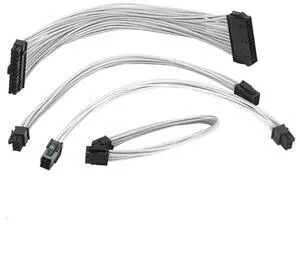 Vszerda Basic Sleeved Extension Cable Kit ATX 24Pin/ EPS 4+4Pin / PCI-E 6+2Pin PCI-E 6Pin Power Supply Nylon Cable for Computer (White)