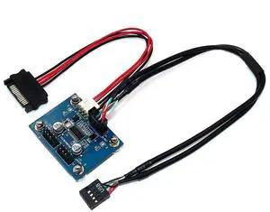 Vszerda USB 2.0 9pin Header 1 to 2 Extension Hub Splitter Adapter-Converter MB USB 2.0 Male to 2 Male-30CM 9-pin Cable (180 Degree+SATA Cabl)