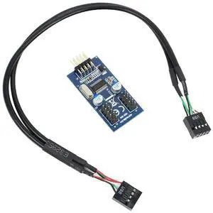 Vszerda Motherboard USB 2.0 9PIN Header Multiplier Splitter 9 Pin 1 to 2/4 Port HUB Extension Cable 30cm/60cm Connector Adapter (60cm 1 to 2)