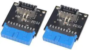 Vszerda USB 3.1 Front Panel Socket to USB 3.0 20Pin Header Male Extension Cable Adapter for Motherboard Card 20P USB to Type-E Connector (2 Pcs)