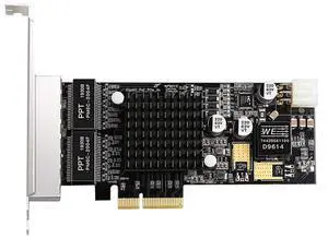 Vszerda 4Port PCI-E 4X Gigabit Network Card POE LAN Interface Card Quad RJ45 Ports 10/100/1000Mbps for Intel350