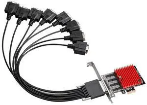 Vszerda 8 Port PCIE to DB9 RS232 Serial Port to PCIE Riser Card Serial Controller Card PCI-E Express Extension Card Converter Adapter