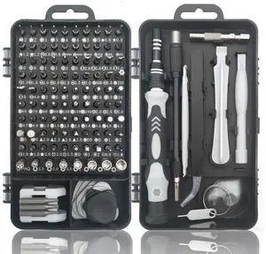 Vszerda Precision Screwdriver Set 115 in 1 Repair Tools Kit with Magnetic Driver Kit,Electronics Precision Screwdriver Set with Portable Bag for Repair Computer, Cell Phone, PC, iPhone,Lap Black