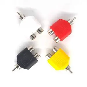 Vszerda RCA Y Splitter Adapter 2 Female to 1 Male for Audio Video AV TV Cable Convert, Piece of 4