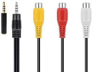 Vszerda 3.5mm to RCA Audio Extension Cable 3.5mm Male to 3RCA Female Stereo Audio Cable Compatible for Smartphones,MP3, Tablets,Speakers,Home Theater (3.5 to 3RCA 25cm)