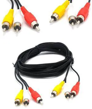 Vszerda RCA 10FT Audio/Video Composite Cable DVD/VCR/SAT Yellow/White/red connectors 3 Male to 3 Male