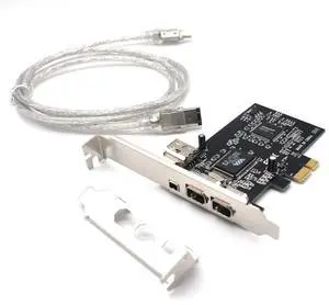 Vszerda PCIe 3 Ports 1394A Firewire Expansion Card, PCI Express (1X) to External IEEE 1394 Adapter Controller (2 x 6 Pin + 1 x 4 Pin) with Low Profile Bracket for Desktop PC and DV Connection