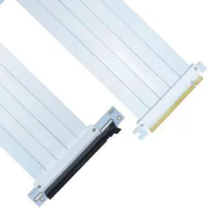 Vszerda PCIe 4.0 Riser Cable, PCI-e x16 GPU Riser Extension Cable Right Angle Adapter, White, 200mm