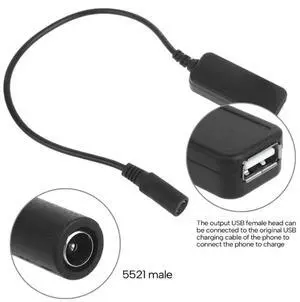 Vszerda DC 5.5x2.1mm Female to USB Type A Female 5.5*2.1mm Female to USB Female 5V Connector Adapter Charging Cable for USB Device Vszerda DC 5.5x2.1mm Female to USB Type A Female 5.5*2.1mm Female to USB Female 5V Connector Adapter Charging Cable for USB Device