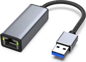 USB to Ethernet Adapter, USB 3.0 to 10/100/1000 Gigabit Ethernet LAN Network Adapter Compatible for MacBook, Surface Pro, Notebook PC with Windows7/8/10, XP, Vista, Mac