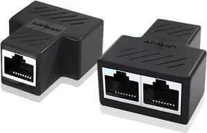 Ethernet Splitter, RJ45 Splitter Adapter LAN Network Internet Splitter 1 to 2, Ethernet Cable &LAN Internet Splitter for Cat5 Cat5e Cat6 Cat 7 Cable-2pcs