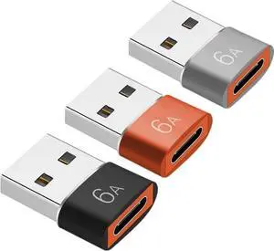 USB c to USB Adapter Female Male usbc Type c Converter Mini Phone Cord Plug Connector Fast Laptop Bulk 3 Pack