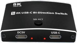 USB C Switch Bi-Direction 2 in 1 or 1 in 2 KVM Switcher, 8K@60Hz Video / 10Gbps Data Transfer Compatible with Thunderbolt Type C Device