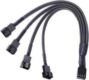 PWM Fan Splitter Cable Hub 1 to 4 Power Adpater,Motherboard PMW 4-pin Fan Sleeved Braided Y Splitter Internal Power Extension Cable for Computer CPU/Case Fan 1x4 Converter - 10 inches