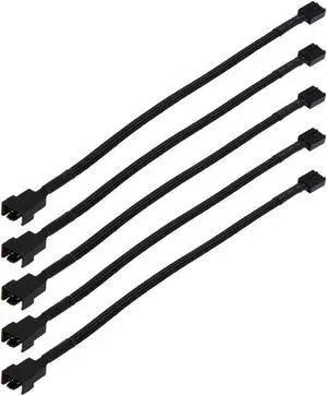 5 Pack Braided Sleeving 25CM Molex TX4 4pin Connectors CPU PWM Fan Power Extension Cable,4 pin Molex Plug Backword 2 pin 3pin Case fan