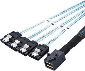 SFF86434SATA50CM Internal 12G HD Mini SAS SFF-8643 to 4 x SATA Cable Hard Drive Cable,HD Mini SAS Host/Controller to 4 SATA Target/Backplane-1.64ft
