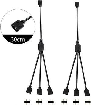 2 Pack 5V 3-Pin RGB 3-Way Female to x Female RBW LED Strip Splitter Cable,3 Port AURA RGB Lighting Hub w/ Gender Changer Adapter - 1 Foot