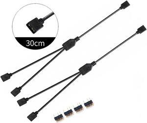 2 Pack 5V 3-Pin RGB 2-Way Female to x Female RBW LED Strip Splitter Cable,2 Port AURA RGB Lighting Hub w/ Gender Changer Adapter - 1 Foot