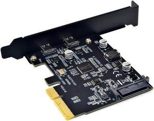 USB C PCIe Card,PCI-Express 4X to Type C USB 3.2 Gen 2 (10 Gbps) 2-Ports Expansion Card with Asmedia Chipset ASM3142 (Dual Type C) for Windows 7/8/10/Linux/MAC OS - Full & Low Profile Slot Bracket